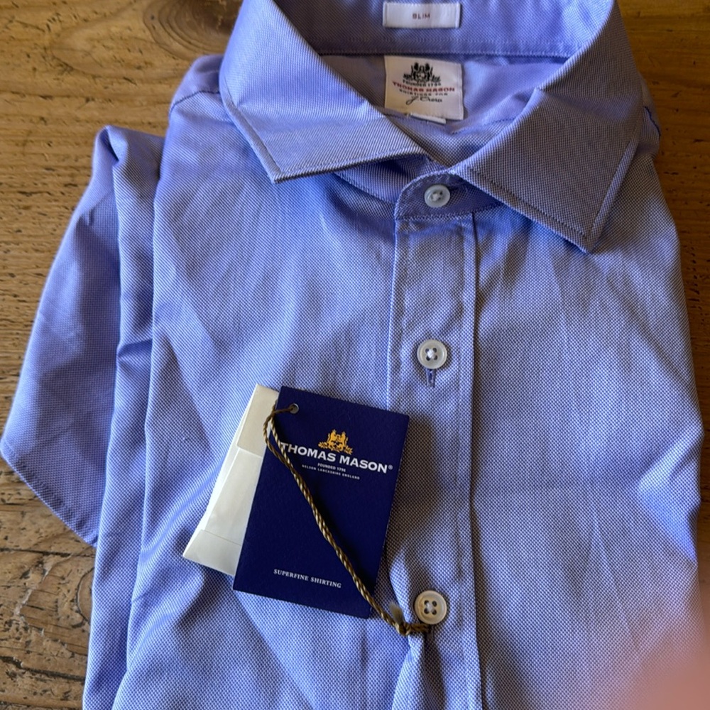 J Crew dress shirt by Thomas Mason Slim 15.1:2 /32 sleeves